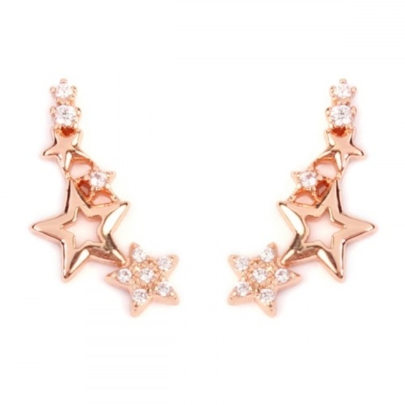 Riah Fashion Jewelry - Shooting Star Crawler Earrings